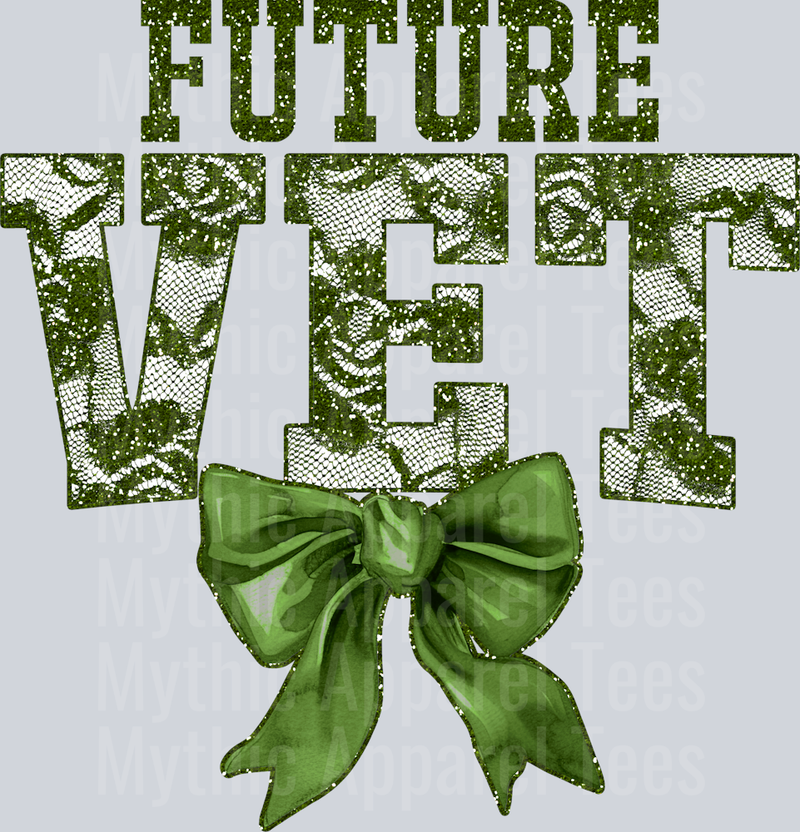 Olive Green Lace Future Vet St Patrick's Day College Font Floral and shamrock pattern