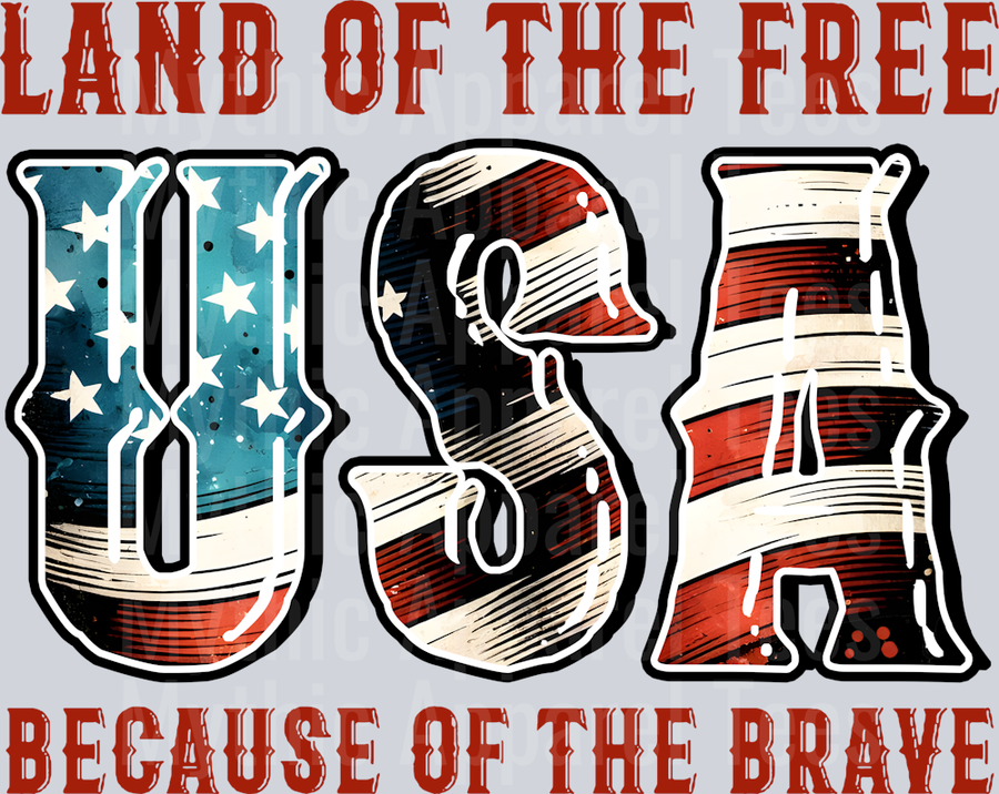 Land of the free because of the brave USA American Flag Military DTF Patriotic Transfers