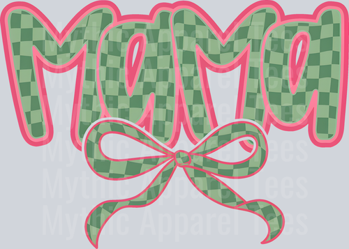 mama coquette green and pink checker DTF MOM Transfers