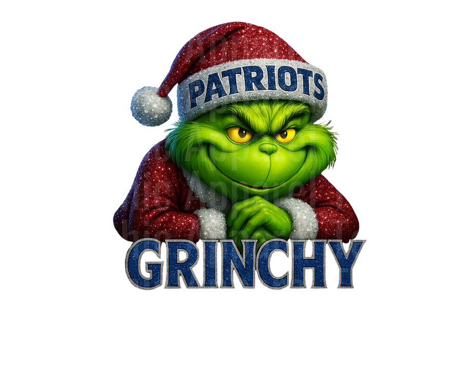 NFL Football New England Patriots Grinchy Grinch Santa Hat Christmas Holiday Design