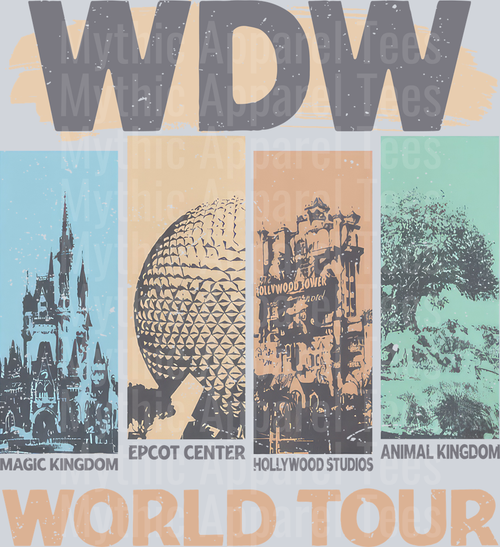 WDW World Tour Classic Style Grey DTF Disney Transfers