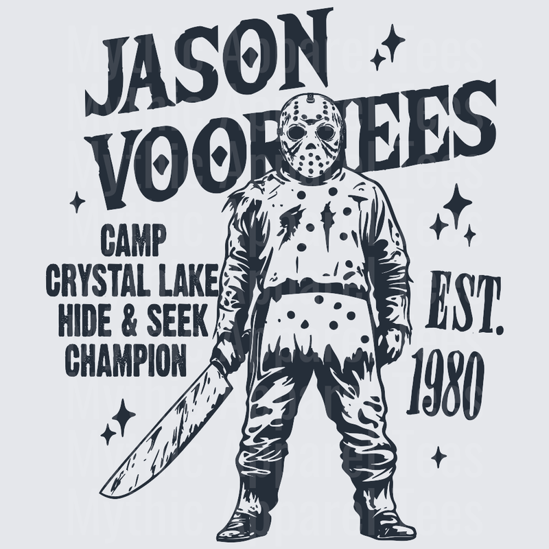 Jason Voorhees Camp Crystal Lake Hide & Seek Champion Est. 1980 Friday the 13th Horror Graphic
