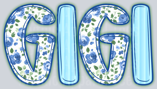 GiGi Light Blue Floral DTF GiGi Transfers