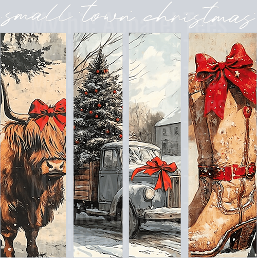 Western Frames Highland Cow with Red Bow DTF Highland Cow Transfers