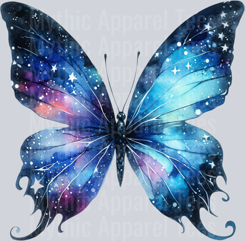 Galaxy blue and black Watercolor butterfly DTF Butterfly Transfers