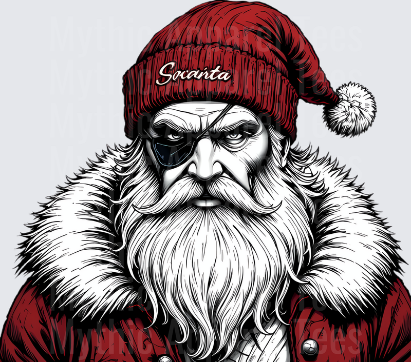 NFL Mascots Badass Pirate Santa Claus Tough Christmas Portrait