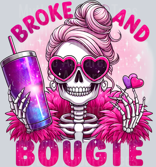 Broke and Bougie cup and bun DTF Skull Transfers