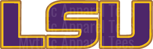 LSU Tigers Bold Block Letter Logo Purple and Gold