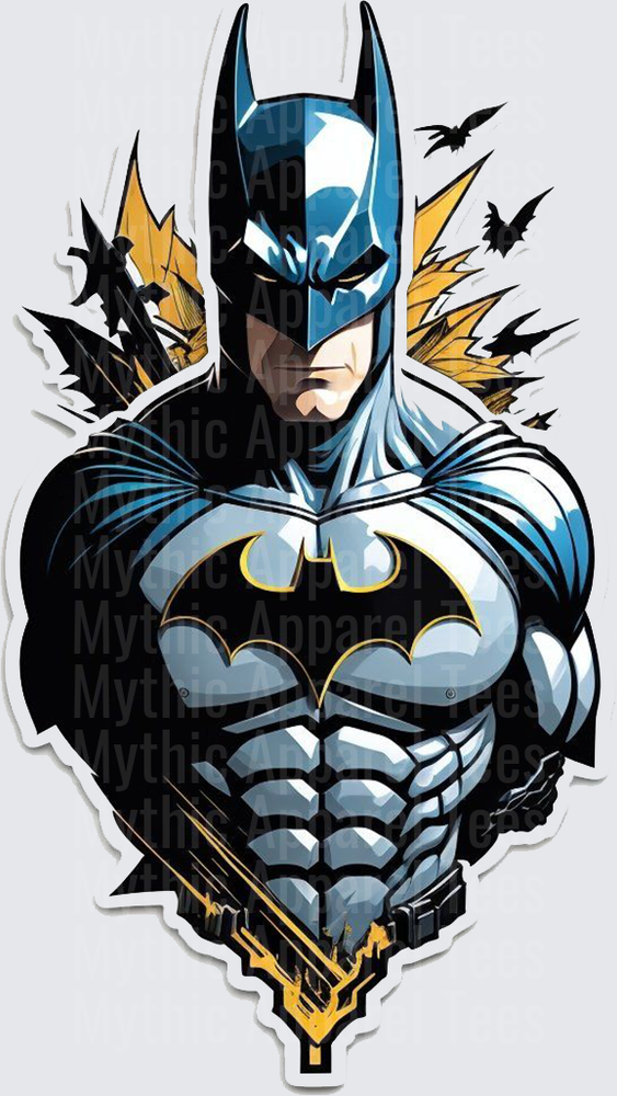 Marvel Super Heroes Batman Bold Comic Art with Bats and Gold Accents