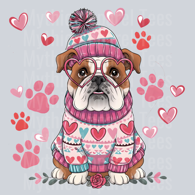 bulldog Dog Valentines Day