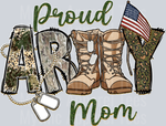 Proud Army Mom, Military Transfers, Stars, Grunge, Family Quotes, Custom Apparel, Supportive Mom, Patriotic Theme, Military Style, DTF Transfer