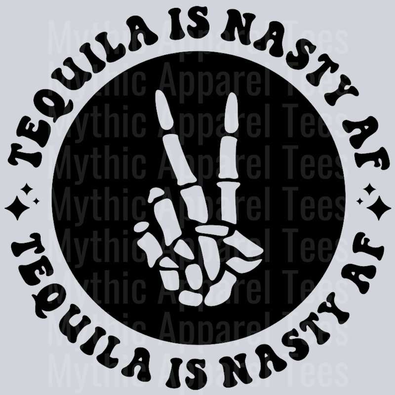 Tequila Is Nasty Af Pocket Design Wavey Retro Style Funny Shirt Design