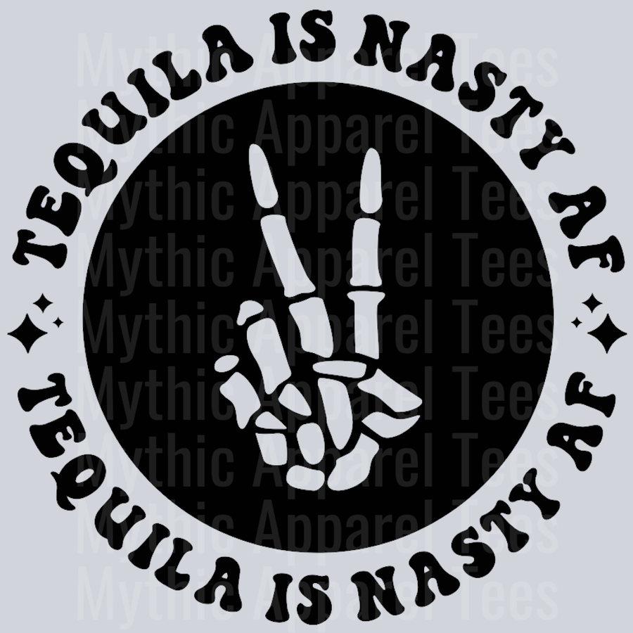 Tequila Is Nasty Af Pocket Design Wavey Retro Style Funny Shirt Design