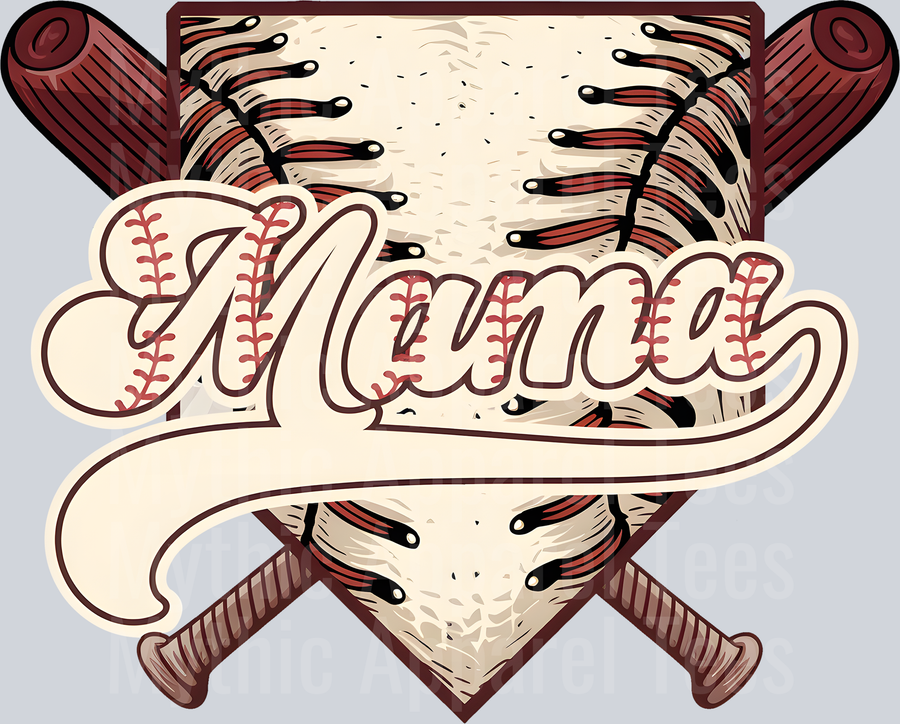 mama baseball Baseball and bats DTF Baseball Transfers