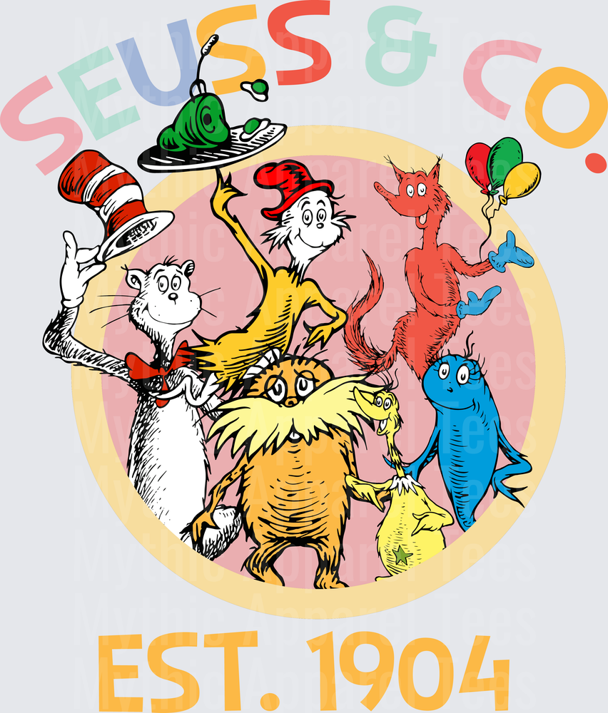 DR Seuss & Co Est 1904 Character Group Circle Design