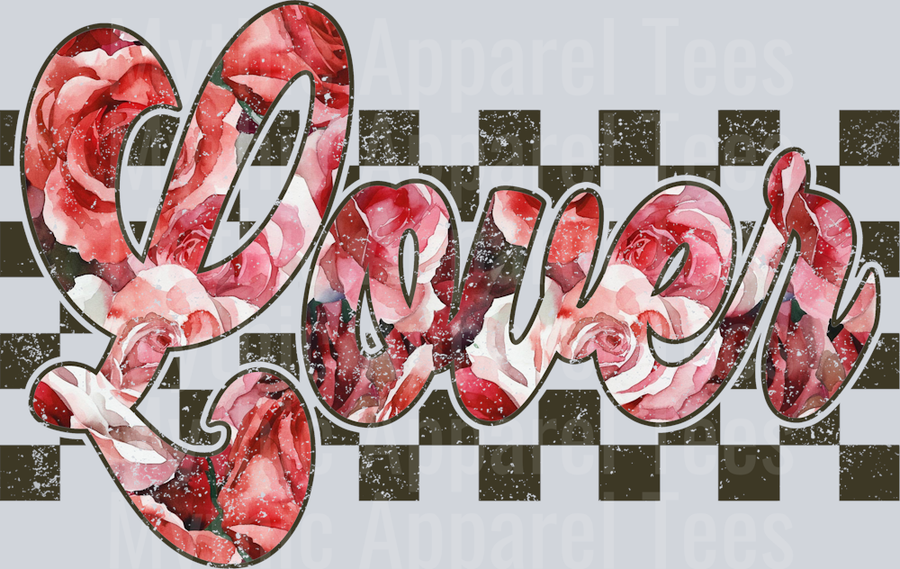 Lover Rose Overprint Black Checkered Style Combo Valentines Day Design