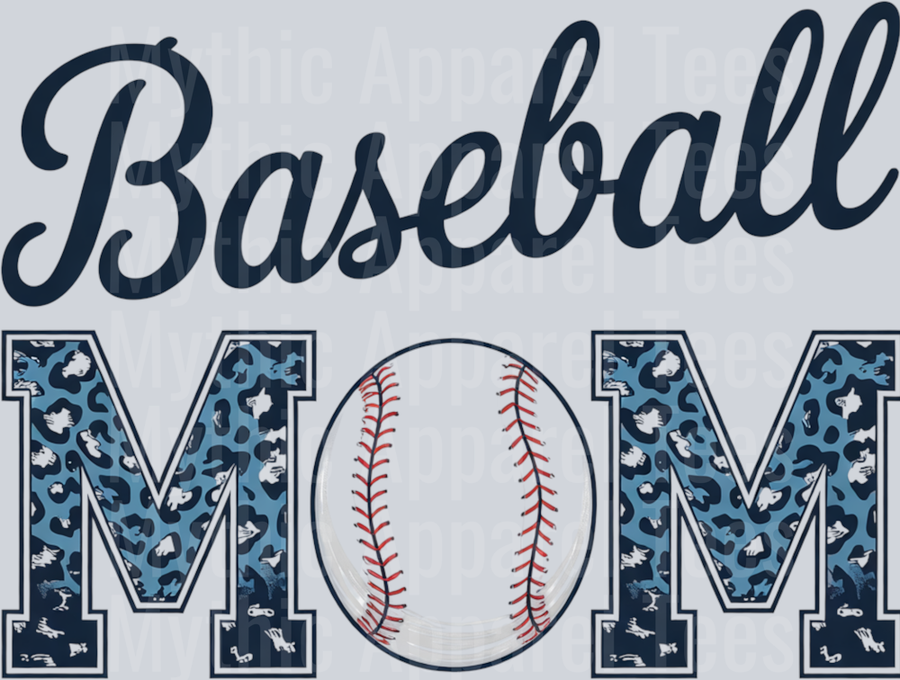 Baseball mom blue glitter DTF Baseball Transfers