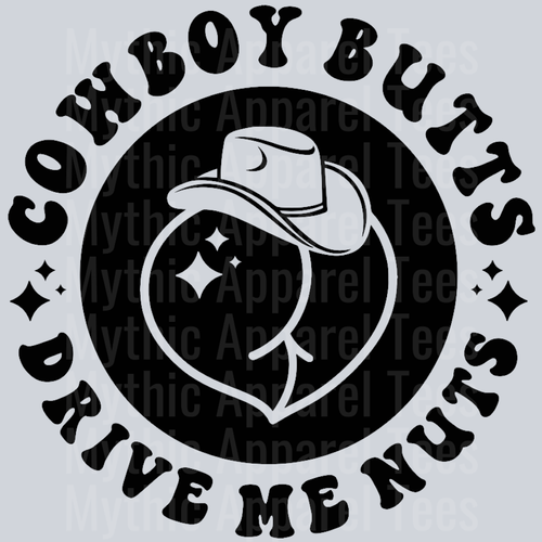Cowboy Butts Drive Me Nuts Pocket Design Wavey Retro Style Funny Shirt Design