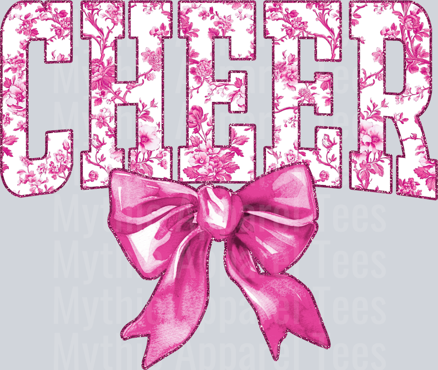 Light Pink Toile Cheer College Font Floral Pattern