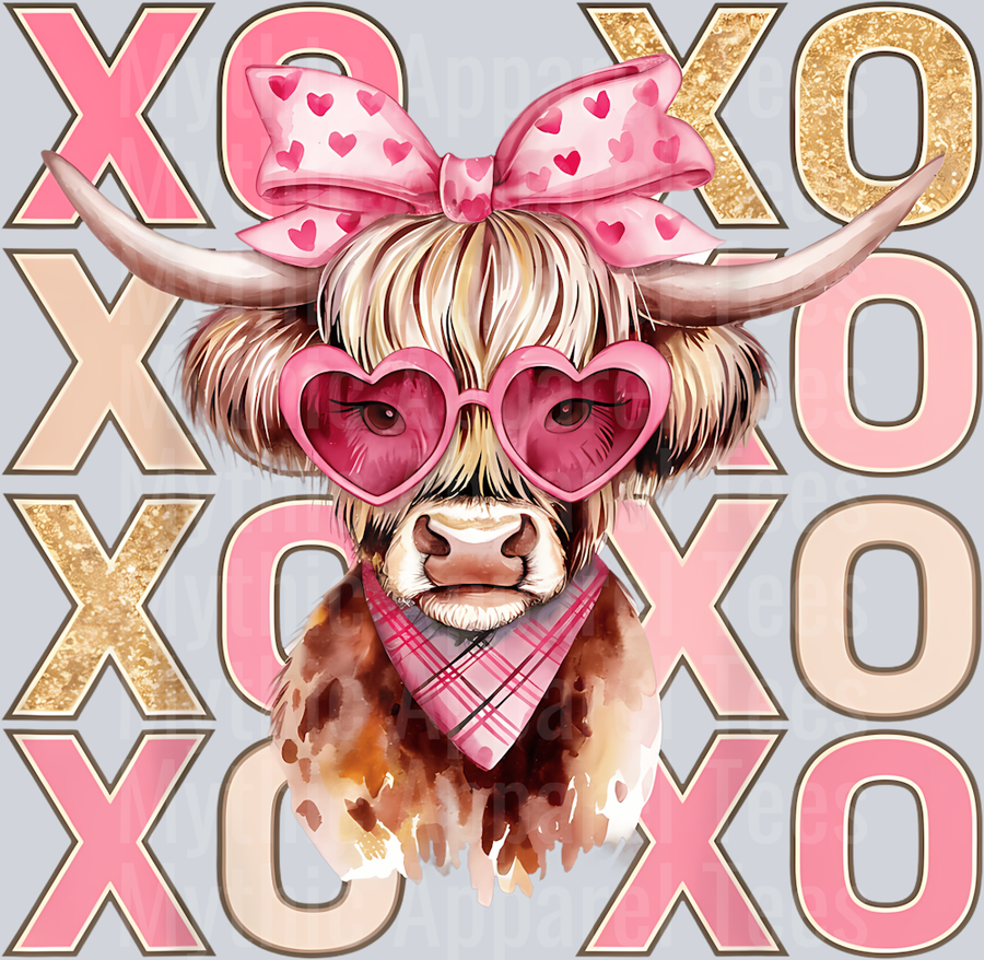 207 Valentines Day Animal Highland Cow Happy Cowentines Day Pun T-Shirt