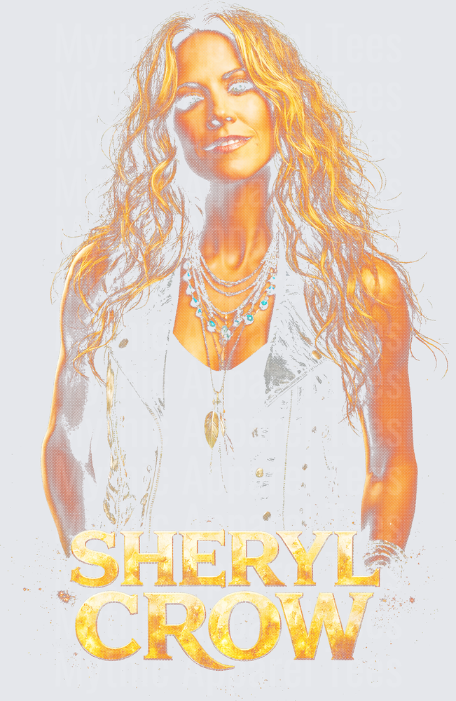 Sheryl Crow Golden Portrait with Layered Necklaces and Flowing Blonde Hair