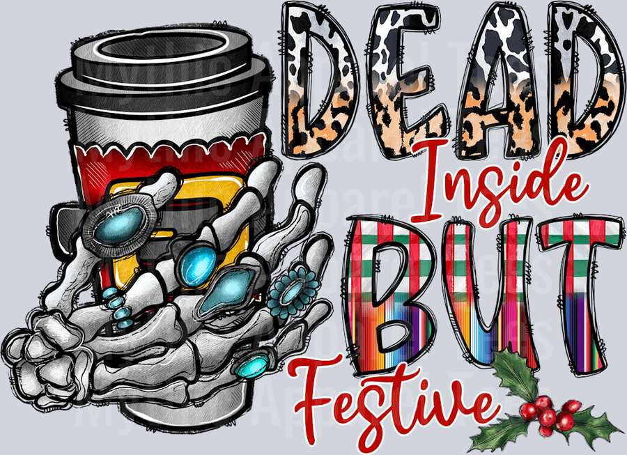 Dead inside but festive coffee skeleton hand