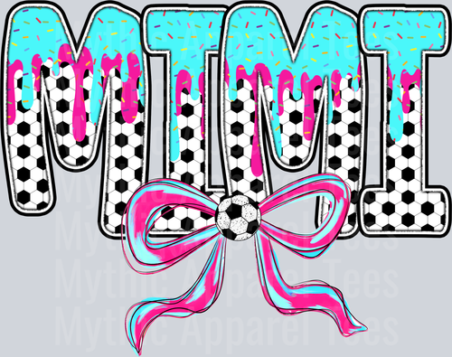 MIMI Soccer Drip Name With Bow DTF Soccer Transfers
