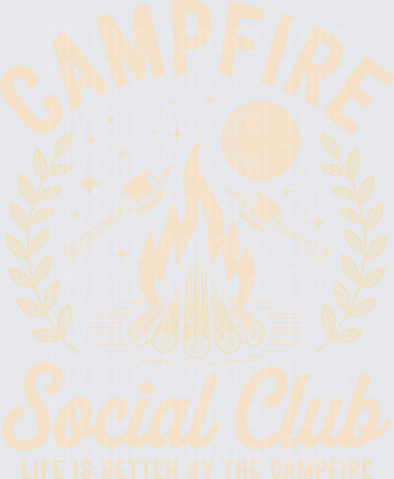 Campfire Social Club Life Is Better By The Campfire Marshmallow Roasting Moon Laurel Wreath Badge