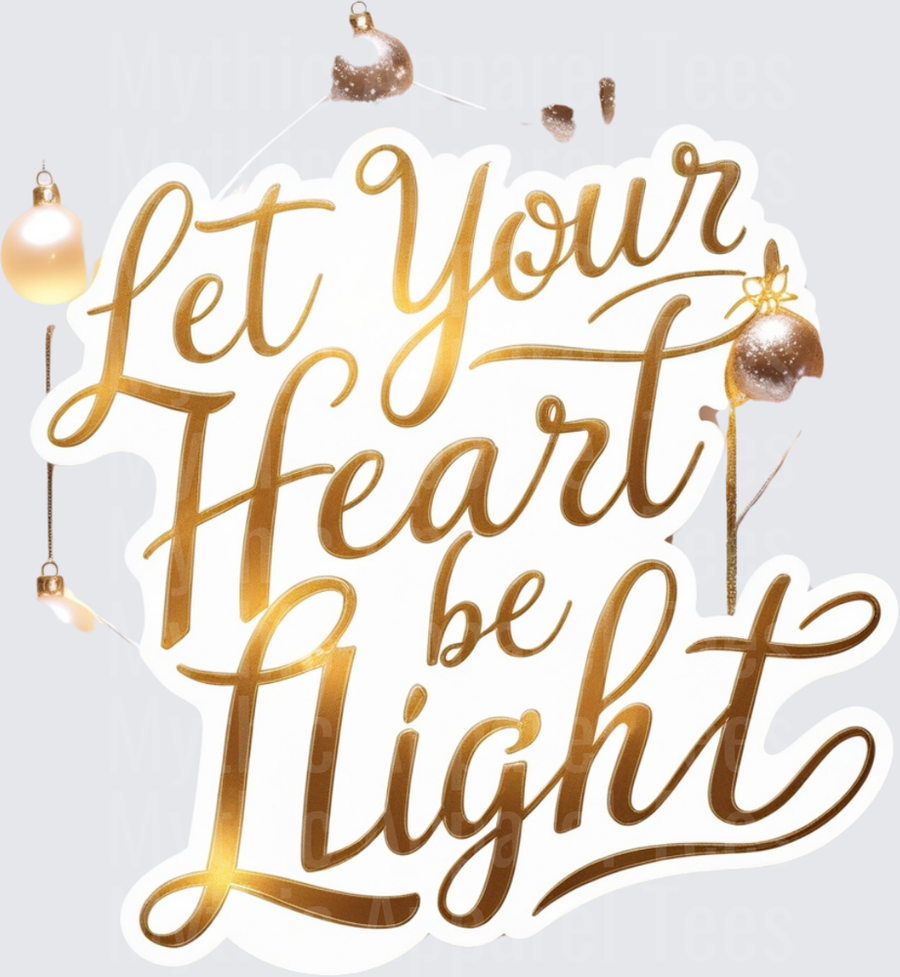Christmas Let Your Heart Be Light Gold Script Ornaments