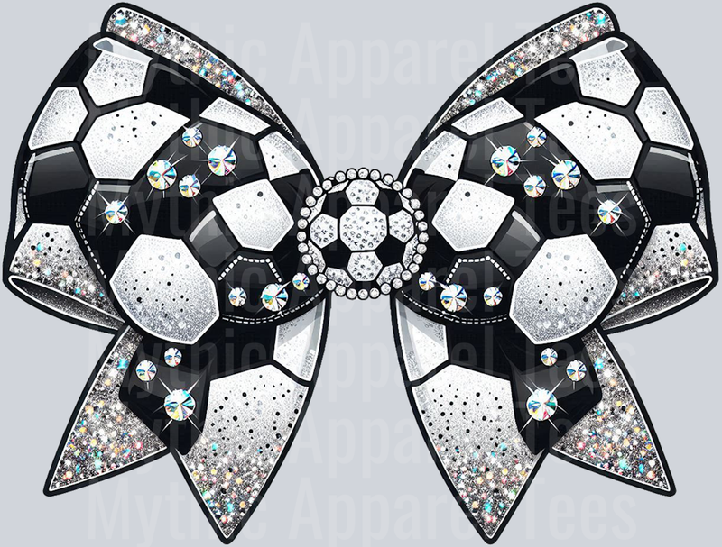 Soccer Bow Glitter Rhinestones School Spirit & Sports