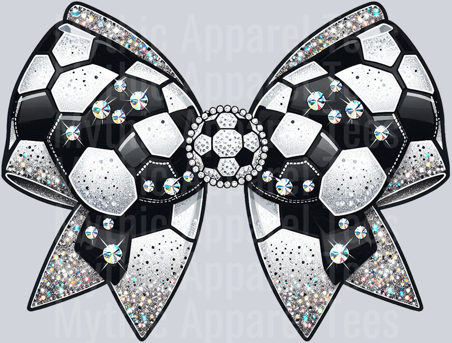 Soccer Bow Glitter Rhinestones School Spirit & Sports