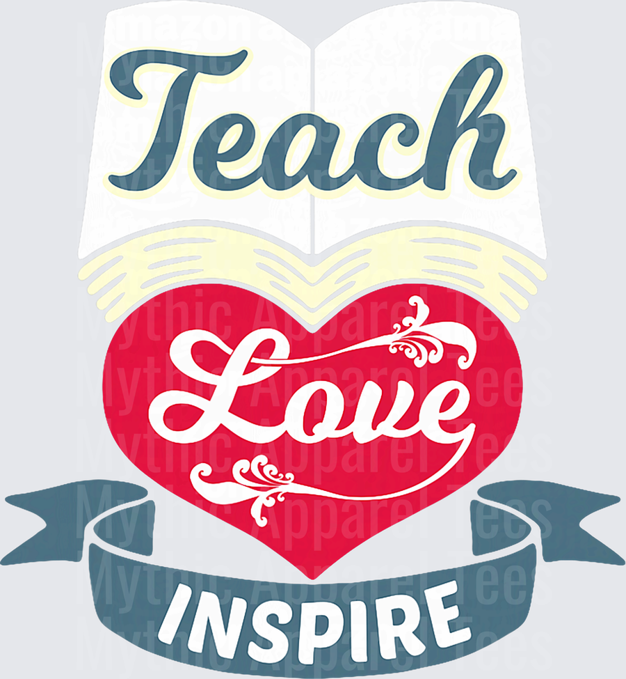 Teach Love Inspire Open Book Heart Banner Teacher Appreciation Design