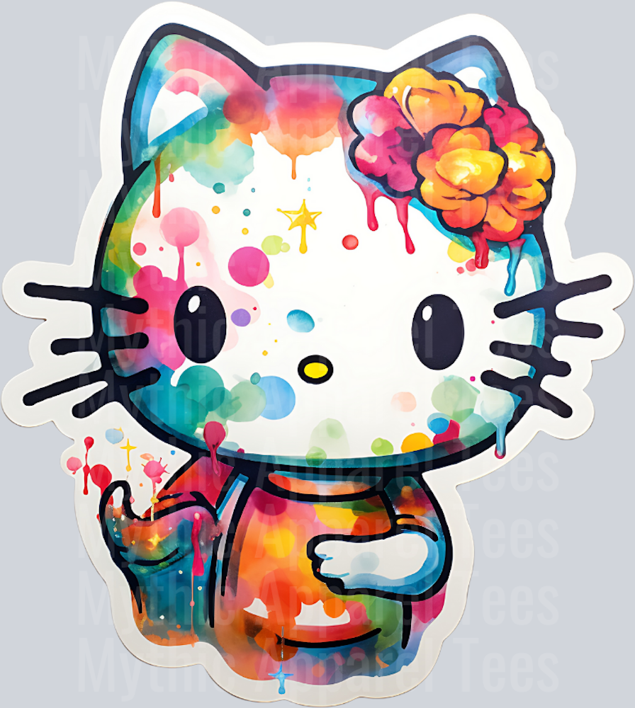 Paint blotches HK Hello Kitty Flowers