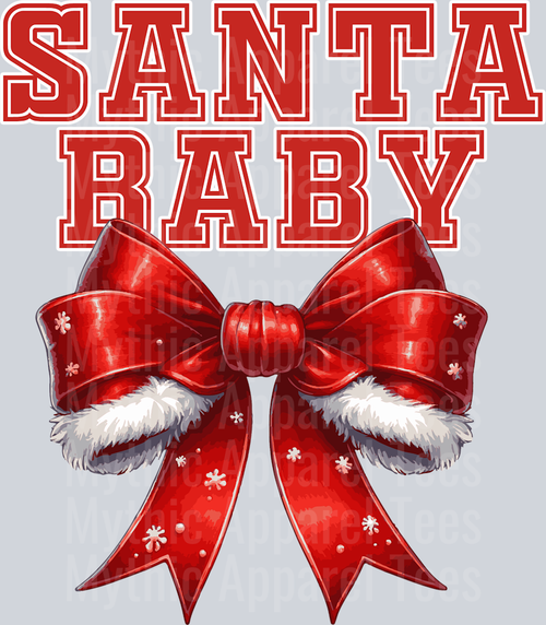 Santa Baby Red and white ribbon DTF Christmas Transfers