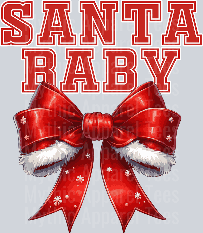 Santa Baby Red and white ribbon DTF Christmas Transfers