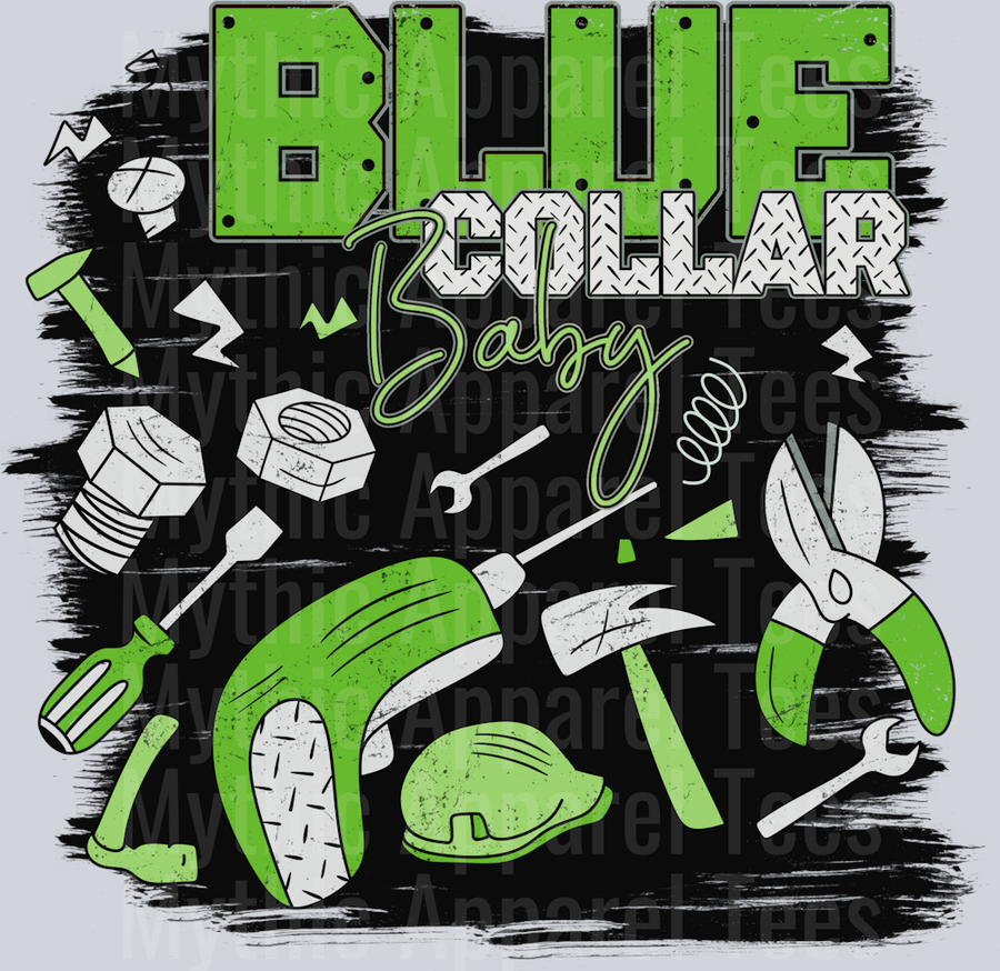 Blue collar baby green DTF Blue Collar Transfers