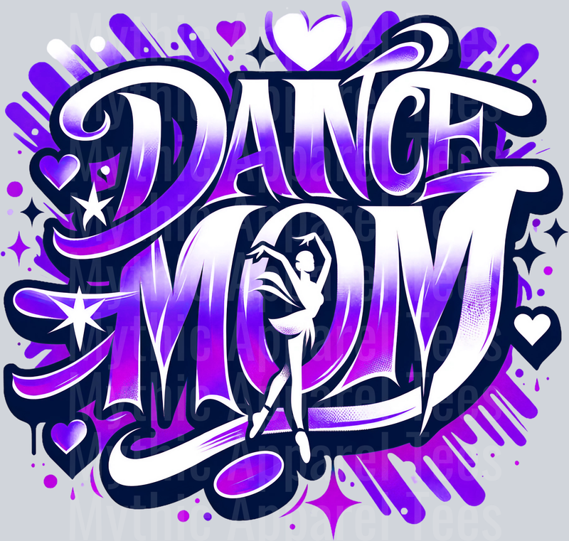 001 Dance Mom 1 Airbrushed Purple DTF Dance Mom Transfers
