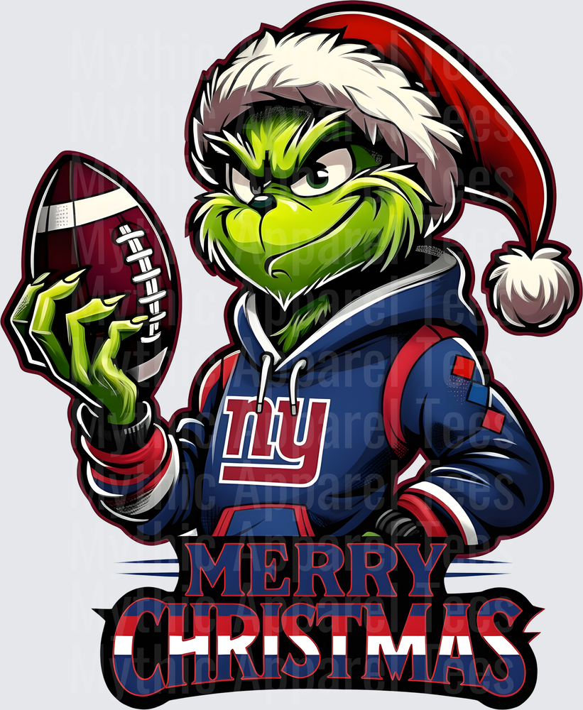 Grinch Santa Hat New York Giants NFL Hoodie Football Merry Christmas