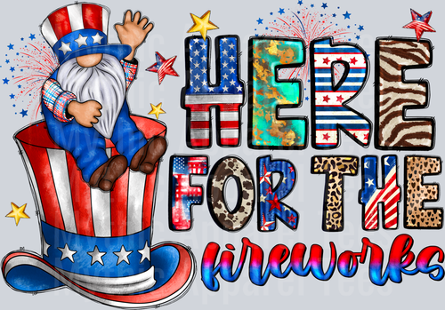 Here For The Fireworks 4th of july DTF Patriotic Transfers