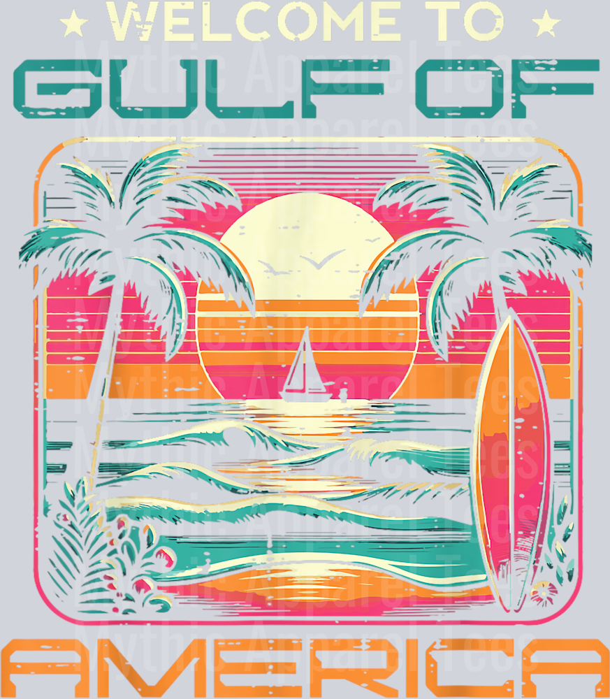 Gulf Of USA America Beach Sunset Men Women Kids 90s cruisin usa style DTF Gulf Of America Transfers