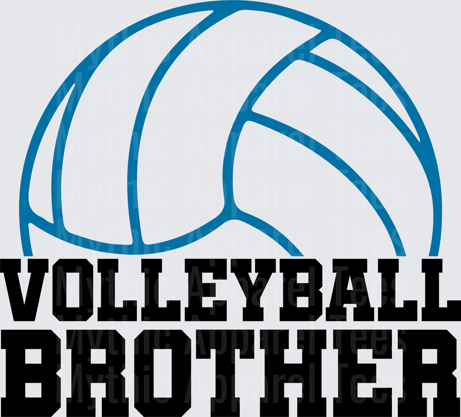 Volleyball Brother Blue Half Ball Athletic Block Letter Design