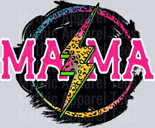 Mama Tie dye with Leopard Skin DTF MOM Transfers