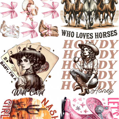 Western Girl 3 GANG SHEET 10 FULL SIZE IMAGES