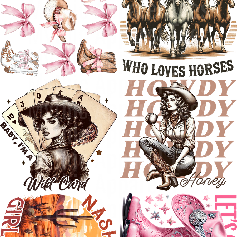 Western Girl 3 GANG SHEET 10 FULL SIZE IMAGES
