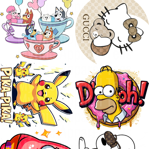CARTOON BLEND GANG SHEET 10 FULL SIZE IMAGES