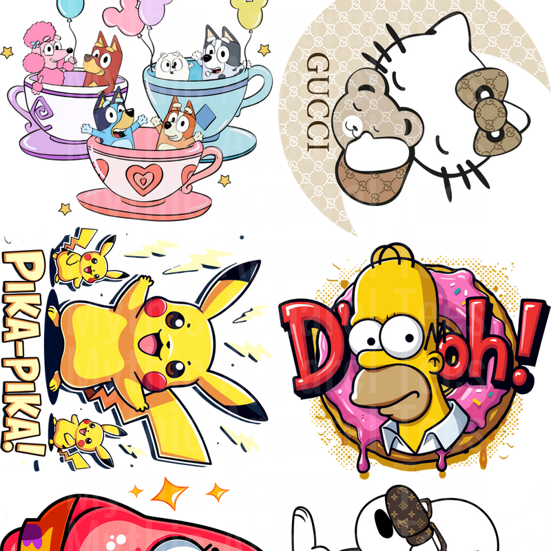 CARTOON BLEND GANG SHEET 10 FULL SIZE IMAGES