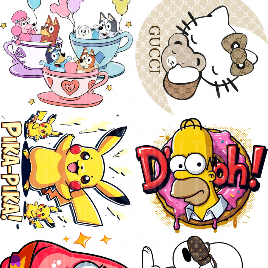 CARTOON BLEND GANG SHEET 10 FULL SIZE IMAGES