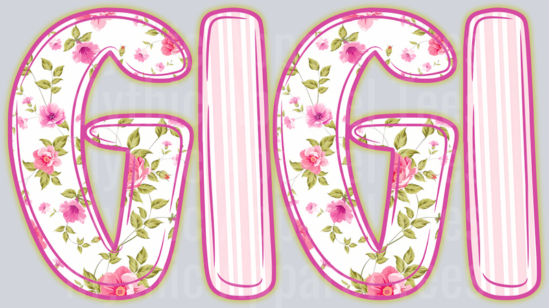 GiGi Light Pink and Flowers DTF GiGi Transfers