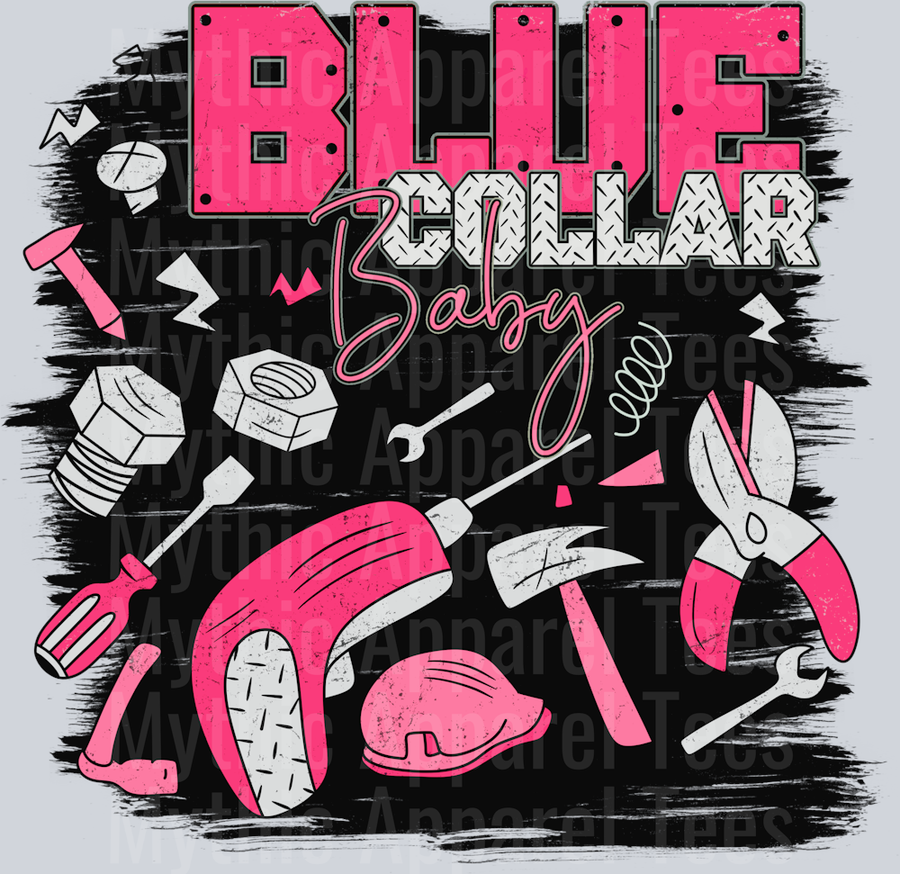 Blue collar baby pink DTF Blue Collar Transfers