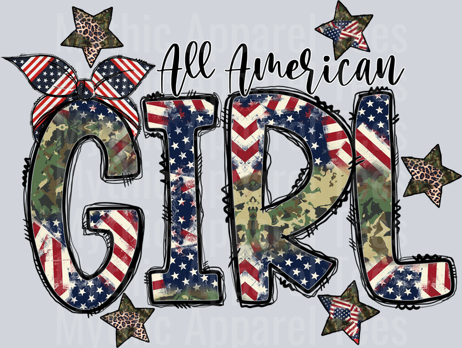 All American Girl DTF Patriotic Transfers